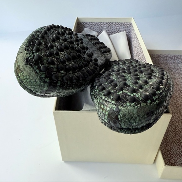 M. Gemi Felize Forest Green Python Snakeskin Embossed Loafers Size 38.5 IT 8 US - Picture 14 of 16